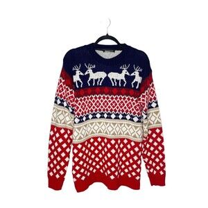 Ugly Christmas Party Unisex Ugly Christmas Sweater Reindeer Men Sz S Women Sz M